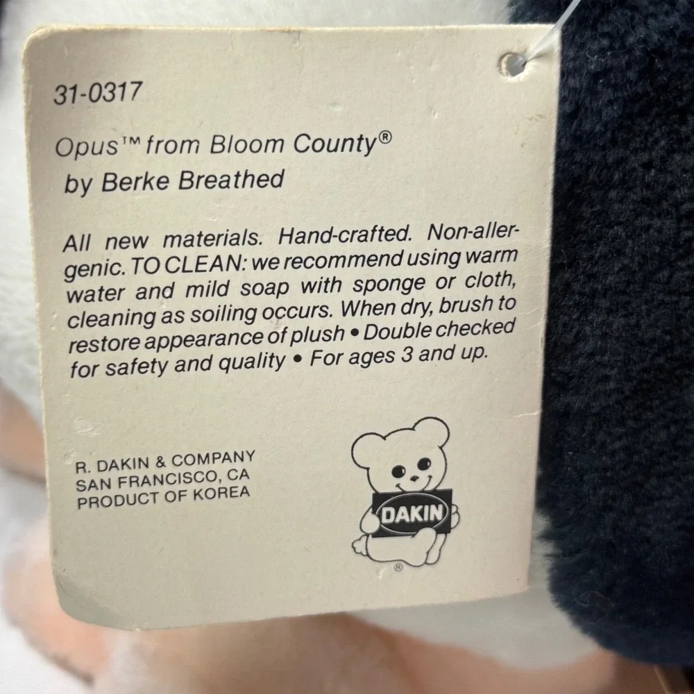 Vintage 1984 Dakin Opus Penguin Bloom County 12in Plush Original Tags